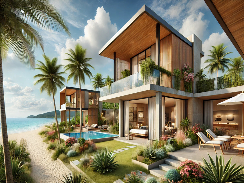 Konsep Desain Villa Estetik Tiga Kamar Tidur di Pinggir Pantai