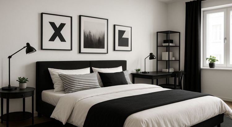 Inspirasi Dekorasi Ruangan Kamar Pria Dengan Tema Hitam Putih Elegan