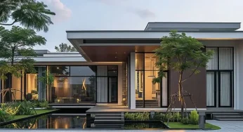 Rumah Tropis Modern dengan Taman Indoor yang Estetik