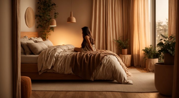 Inspirasi Dekorasi Kamar Tidur Nuansa Coklat dan Linen Soft Beige yang Hangat